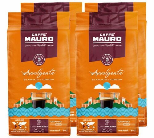 4 x 250 g - Caf&eacute; moulu - Avvolgente - CAFF&Egrave; MAURO