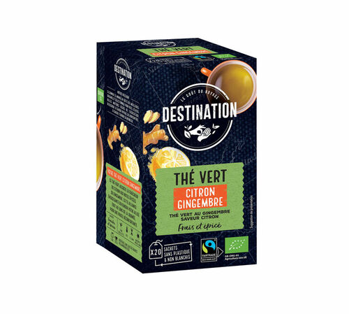 Destination organic Green tea with lemon & ginger - 20 sachets
