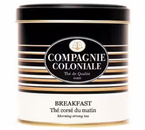 Luxury Compagnie Coloniale Breakfast flavoured black tea - 150g loose leaf tea in metal tin.