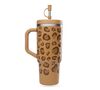 Qwetch Insulated Travel Water Bottle with Straw - Camel Leopard - 90 cl image number 1