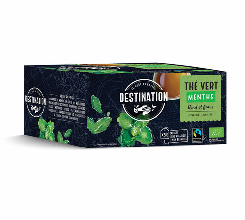 Th&eacute; Vert Ceylan &agrave; la Menthe Bio & Equitable 50 sachets - Fairtrade - DESTINATION