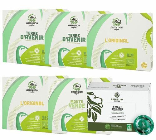 Pack D&eacute;couverte Bio 300 capsules compatibles Nespresso* Pro &ndash; GREEN LION COFFEE