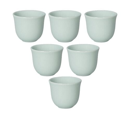 6 Tasses &agrave; caf&eacute; emboss&eacute;es 80 ml bleu c&eacute;ladon - LOVERAMICS