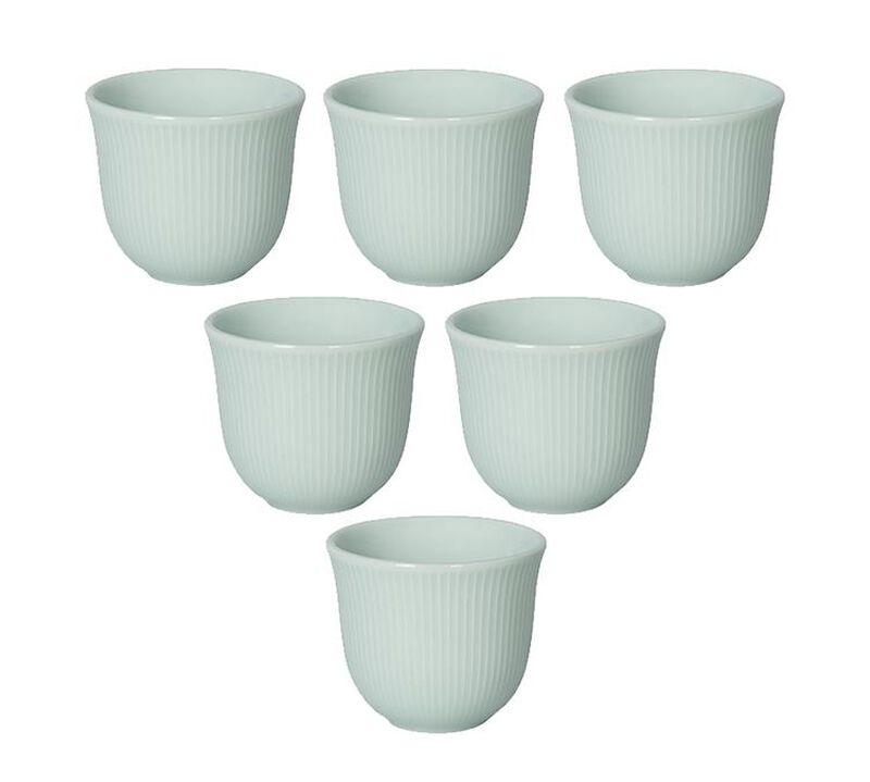 6 Tasses &agrave; caf&eacute; emboss&eacute;es 80 ml bleu c&eacute;ladon - LOVERAMICS image number 0