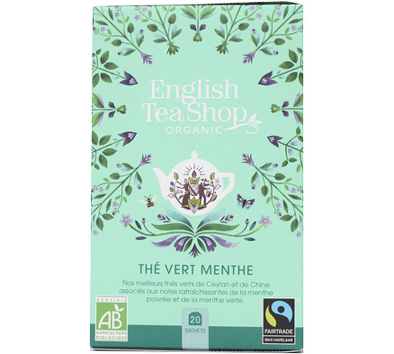 Th&eacute; Vert Menthe Bio & Equitable - 20 sachets - FAIRTRADE - ENGLISH TEA SHOP image number 0