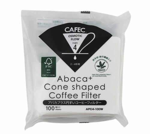 Cafec Abaca+ Filter Paper Cone-Shaped 4 Cups x 100
