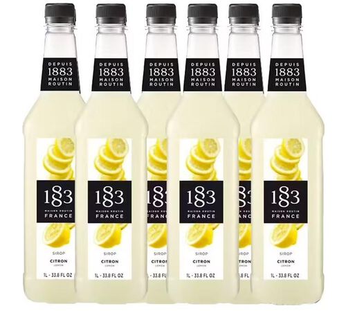 Lot de 6 Sirops Citron - Bouteille Plastique - 6x1L - 1883 ROUTIN