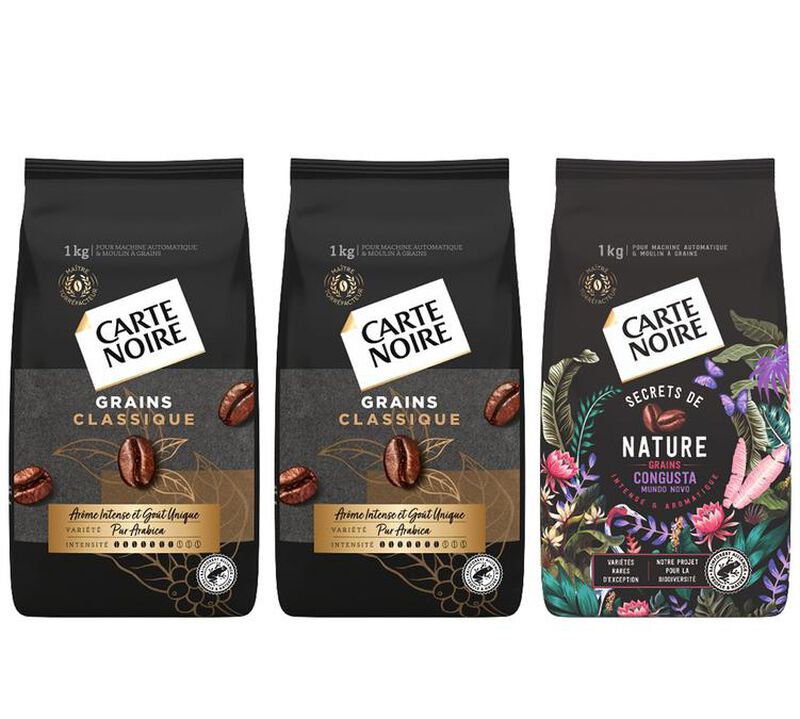 3 x 1 kg - Caf&eacute; en grain - Pack 1 kg Secrets de nature Congusta & 2 kg Classique Pur Arabica - CARTE NOIRE image number 0