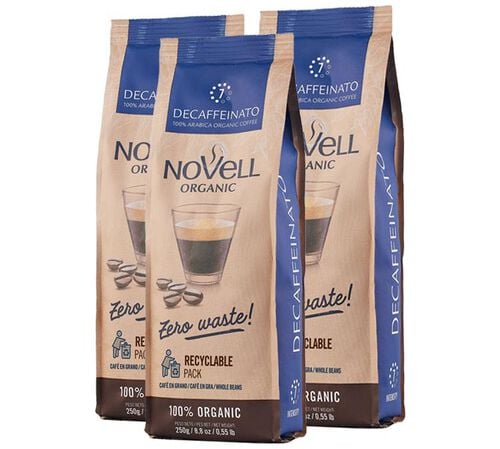 3 x 250 g - Caf&eacute; en grain - D&eacute;caf&eacute;in&eacute; Bio - CAF&Eacute;S NOVELL