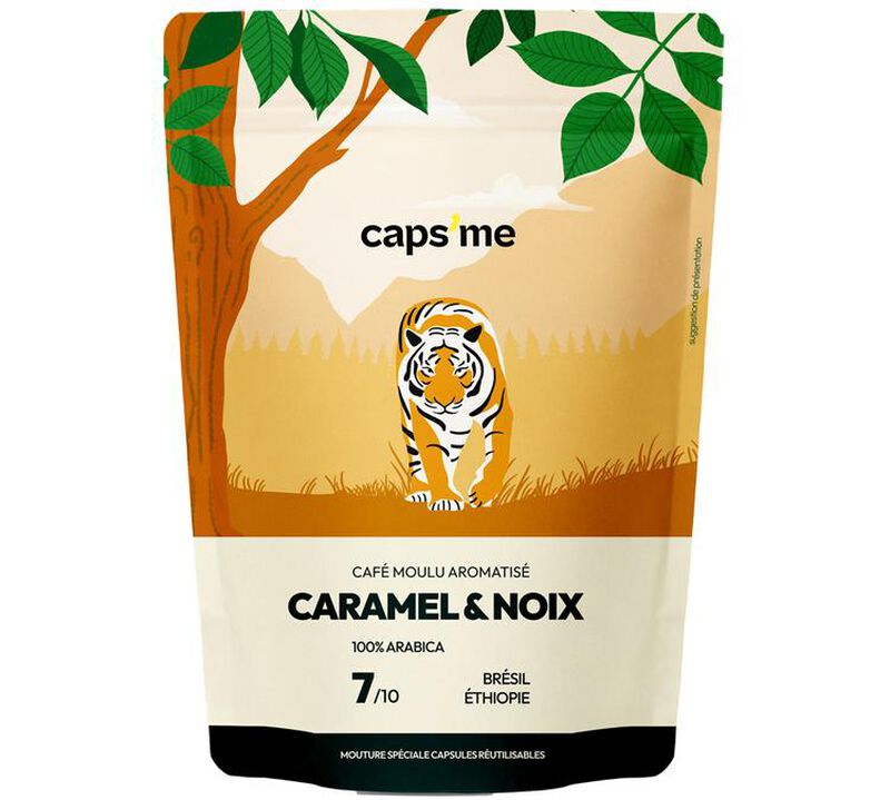 200 g - Gemahlener Kaffee - Aromatisiert Karamell und Walnuss - CAPS ME image number 0