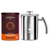 Pack Mousseur &agrave; lait en acier 33 cl Bialetti + Chocolat en poudre Tradition Monbana image number 0