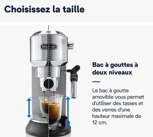 Machine expresso DELONGHI Dedica EC695.M inox bross&eacute; image number 8
