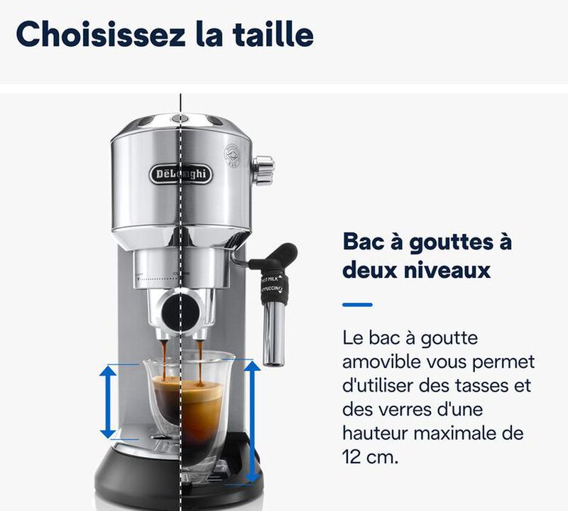 Machine expresso DELONGHI Dedica EC695.M inox bross&eacute; image number 8