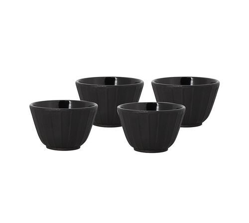 Set of 4 black cast iron cups - 12cl