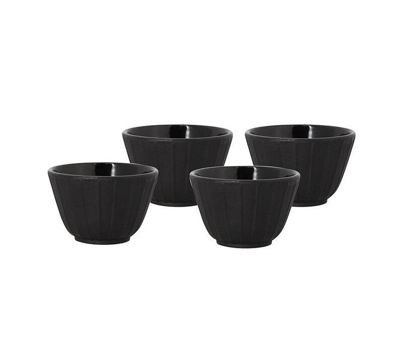 Set of 4 black cast iron cups - 12cl image number 0