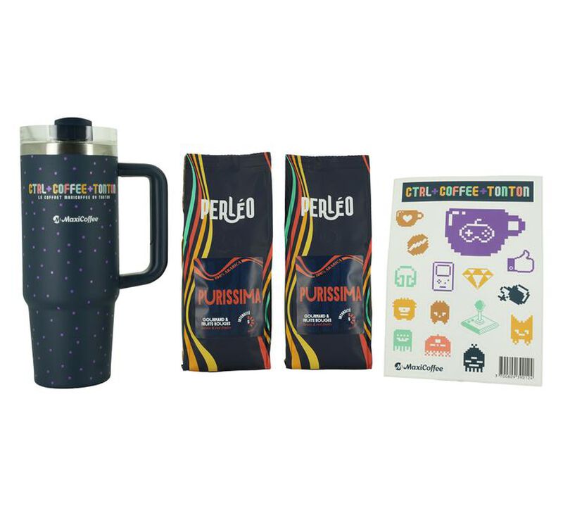 Coffret caf&eacute; en grain ( 2 x 250 g ) et tumbler Collab Tonton - MAXICOFFEE image number 1