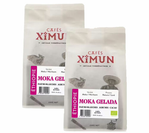 Caf&eacute;s Ximun - Moka Gelada Organic Pure Arabica Coffee Beans - 2 x 250g