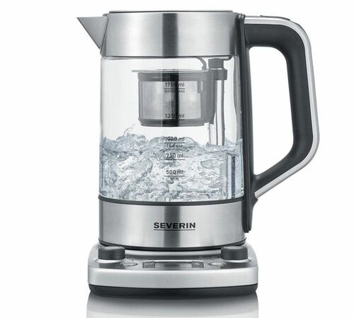 Th&eacute;i&egrave;re en verre WK3422 noir et inox - 1,7L - SEVERIN