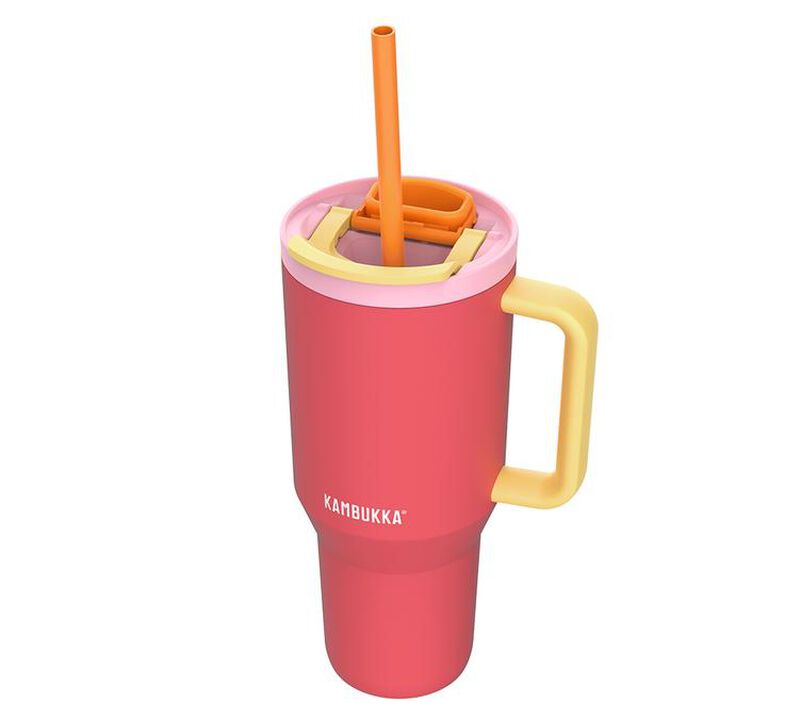 Gourde isotherme avec paille Rio Pink papaya - 95 cl - KAMBUKKA image number 0