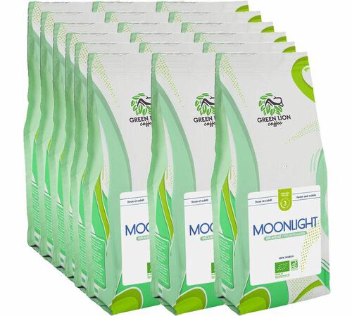 Green Lion Coffee - Caff&egrave; in grani bio decaffeinato  - Uso professionale - Moonlight - 18 x 250 g