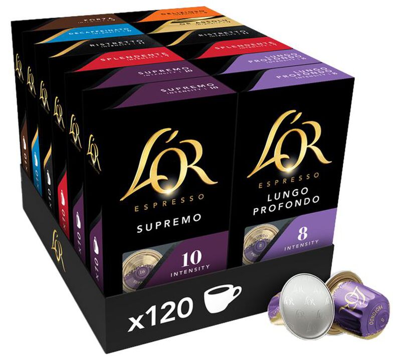 120 Nespresso* Original compatible capsules - Assortment of 8 varieties - L'OR ESPRESSO image number 0