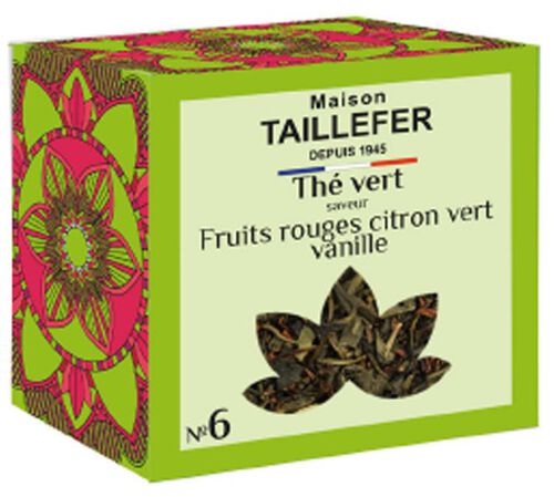 N&deg;6 green tea with red berries, lime and vanilla - 70g loose leaf tea - Maison Taillefer