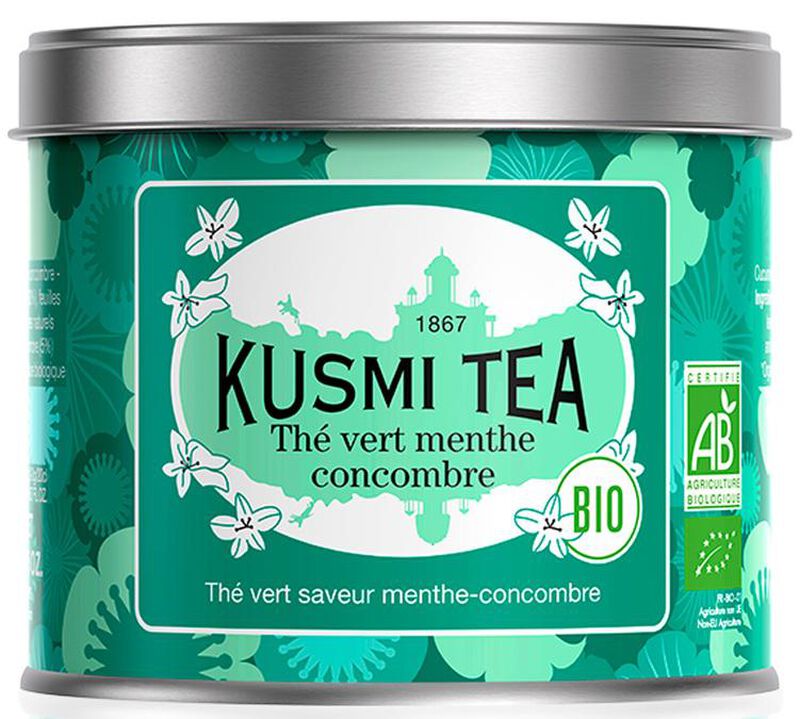 Kusmi Tea Organic Cucumber Mint Green Tea - 100g Loose Leaf Tin image number 0