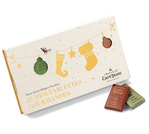 Caf&eacute;-Tasse Christmas Box of 24 Delicious Mini Chocolate Bars