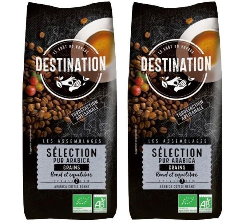 2 x 1 kg - Caf&eacute; en grain - S&eacute;lection Pur Arabica Bio - DESTINATION image number 0