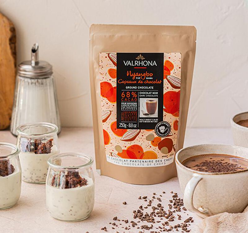 Valrhona Chocolate Flakes Nyangbo 68% Cocoa - 250g image number 1