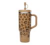 Qwetch Insulated Travel Water Bottle with Straw - Camel Leopard - 90 cl image number 0