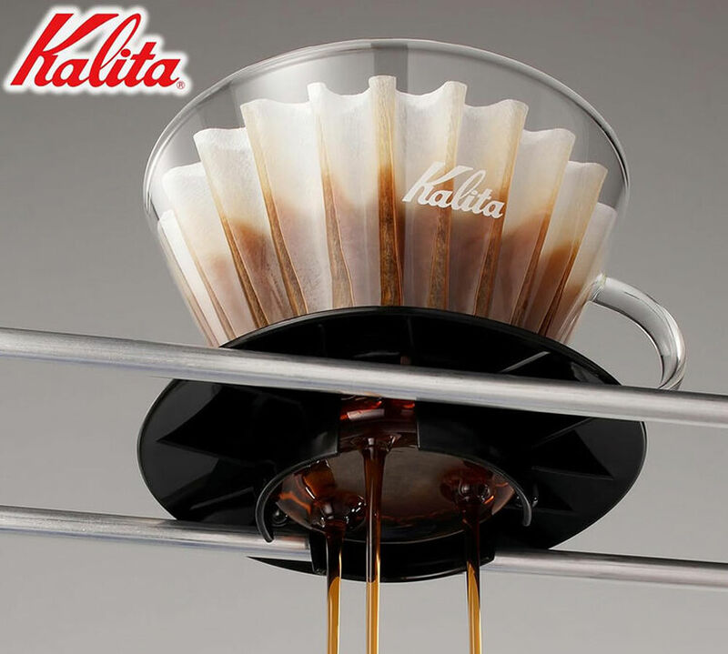 Dripper KALITA Wave 185 en verre avec support noir pour 2 &agrave; 4 tasses image number 1