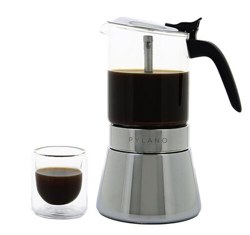 Pylano Moka Pot Kiara in Glass & Stainless Steel - 6 cups image number 3