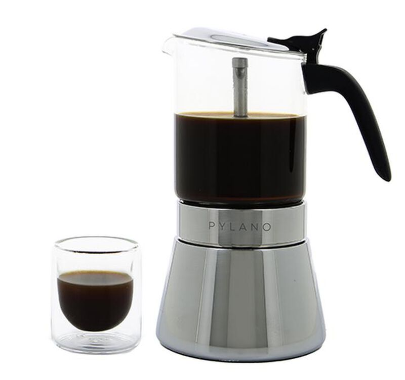 Pylano Moka Pot Kiara in Glass & Stainless Steel - 6 cups image number 3