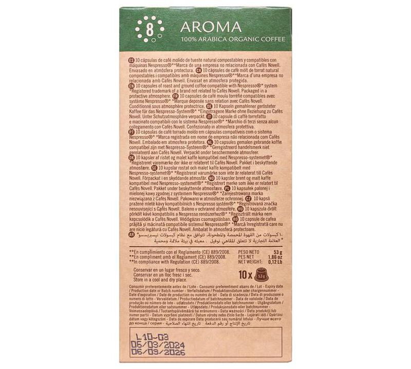 Novell Organic Coffee Pods Piu Aroma Compostable Capsules x 50 image number 1