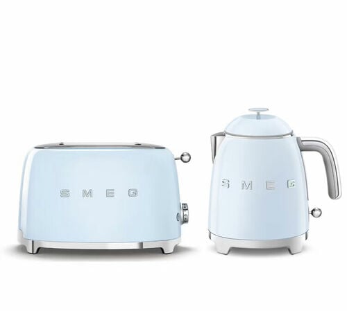 Set Petit-D&eacute;jeuner Grille-Pain TSF01PBEU et Bouilloire KLF05PBEU Bleu Azur - SMEG
