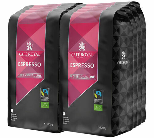 8 kg Caf&eacute; en grain Bio Espresso - Fairtrade/Max Havellaar - Cafe Royal