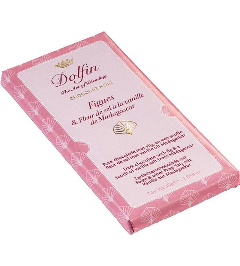 Tablette Chocolat Noir Figues Fleur de Sel &agrave; la Vanille de Madagascar - 30 g - DOLFIN image number 1