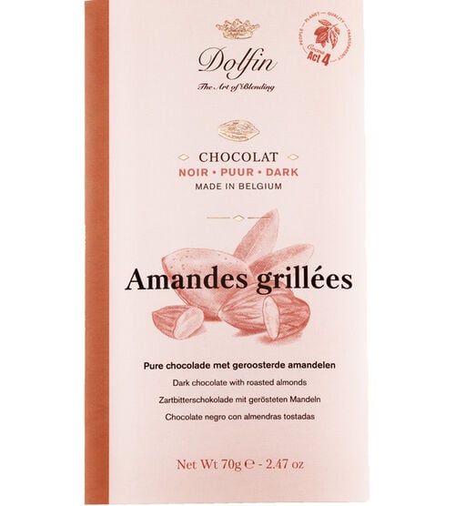 Dolfin Dark Chocolate Bar with Roasted Almonds - 70g