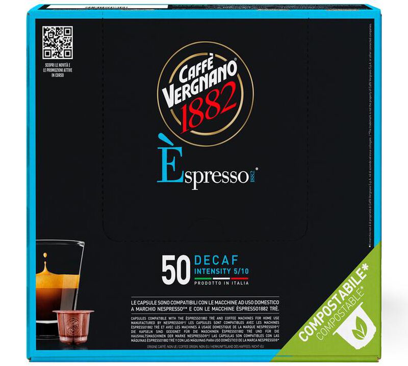 100 Espresso Decaffeinato Capsules &ndash; Nespresso* Original Compatible &ndash; Caff&egrave; Vergnano image number 3