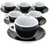 Ancap Set of 6 Porcelain Verona Millecolori Cups and Saucers Black - 16cl image number 0