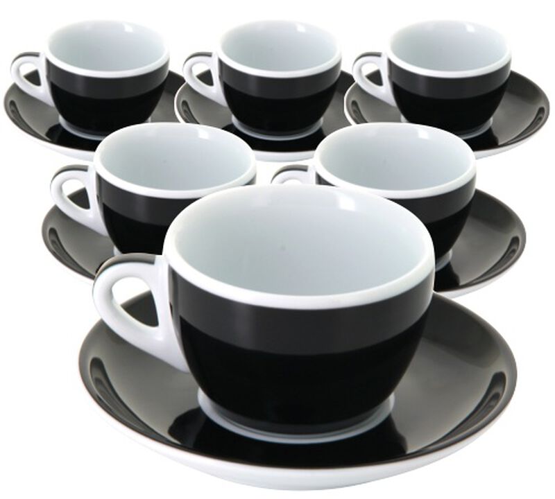 Ancap Set of 6 Porcelain Verona Millecolori Cups and Saucers Black - 16cl image number 0