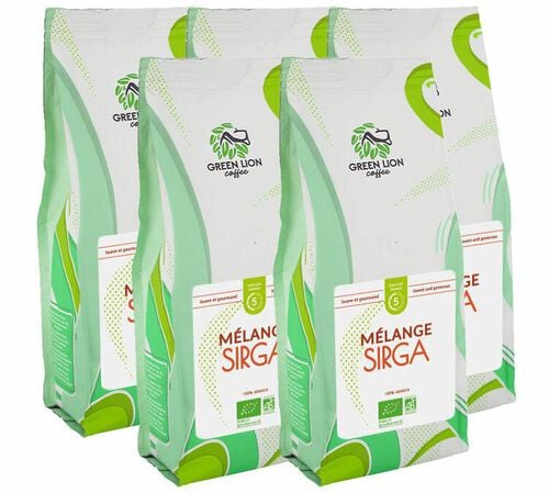 5 kg caf&eacute; en grain bio Le M&eacute;lange Sirga 100% Arabica - Green Lion Coffee