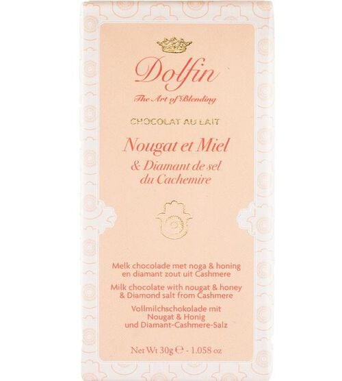 Tablette Chocolat au Lait Nougat Miel Diamant de Sel du Cachemire - 30 g - DOLFIN