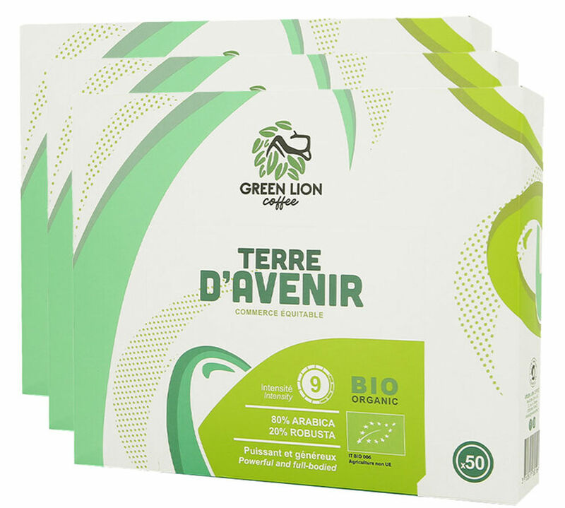 150 capsules compatibles Nespresso* Pro Terre d'avenir Bio Commerce Equitable &ndash; GREEN LION COFFEE image number 0