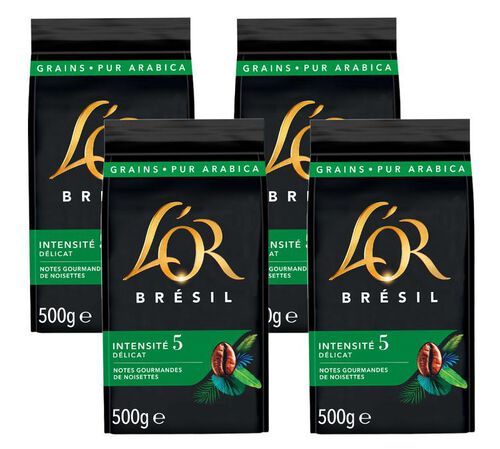L'Or Premium Coffee Beans Brazil Perles du Br&eacute;sil - 4 x 500g