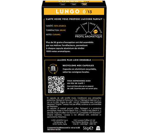 50 capsules compatibles Nespresso* Original Espresso Lungo n&deg;6 - CARTE NOIRE image number 3