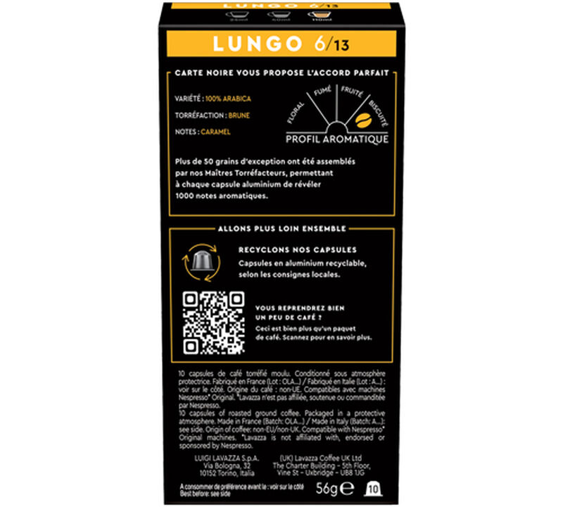 50 capsules compatibles Nespresso* Original Espresso Lungo n&deg;6 - CARTE NOIRE image number 3
