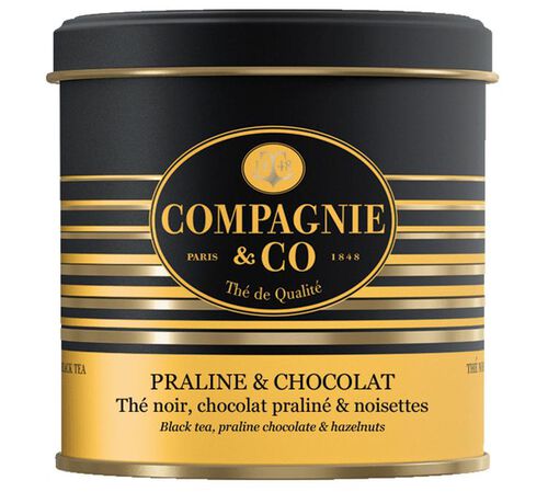 Bo&icirc;te Th&eacute; Noir Praline et Chocolat - Vrac 100 g - COMPAGNIE & CO