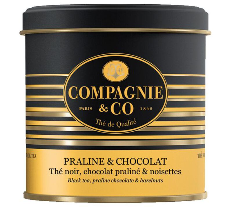 Bo&icirc;te Th&eacute; Noir Praline et Chocolat - Vrac 100 g - COMPAGNIE & CO image number 0